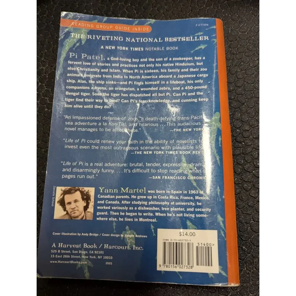 Life of Pi Yann Martel Paperback - First U.S. Edition Vintage 2003 Novel